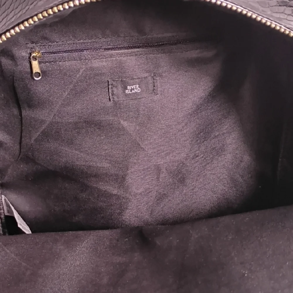 River Island Black Croc-Embossed Backpack with‎ Gold Details
